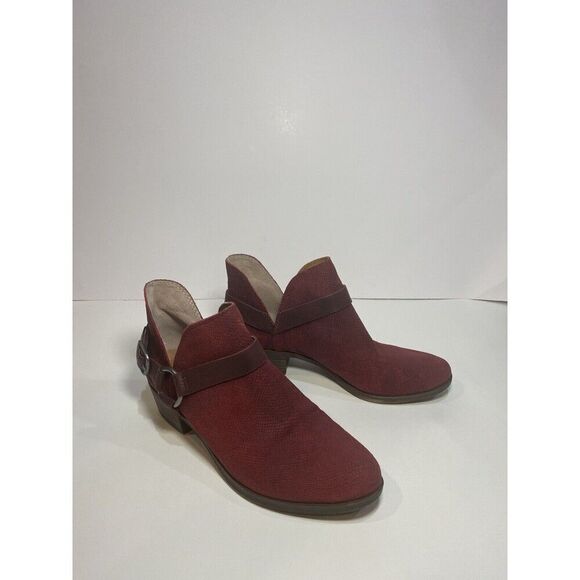 Lucky Brand Boots Bernaeh Ankle Booties Red Leather Snake Slip On Women’s 7.5 - Picture 2 of 11